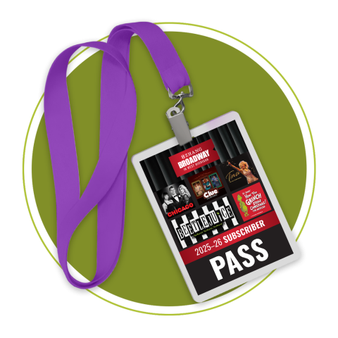 Miller Pass on a purple lanyard