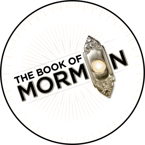 The Book of Mormon show logo showing doorbell graphic