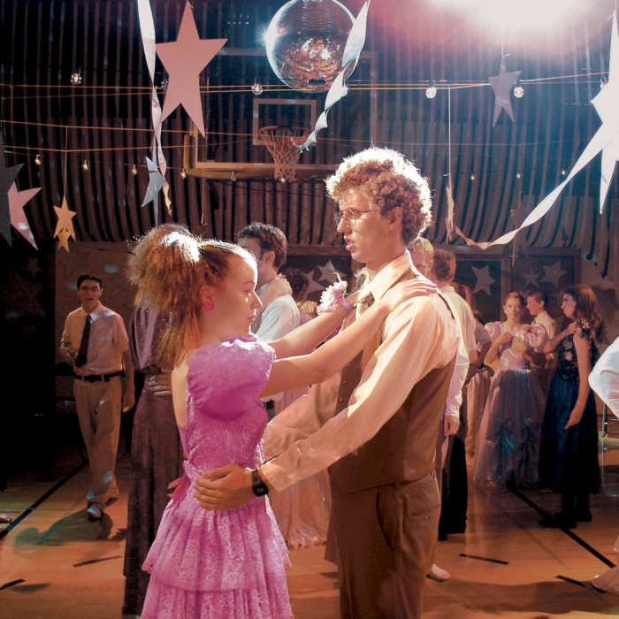 Napoleon dancing at the prom with his date.