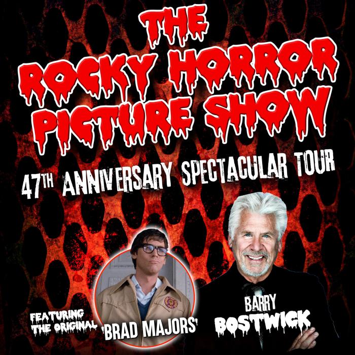 The Rocky Horror Picture Show logo with the two actor's pictures underneath