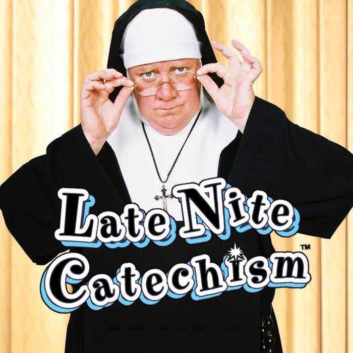 Nun holding their glasses to their face