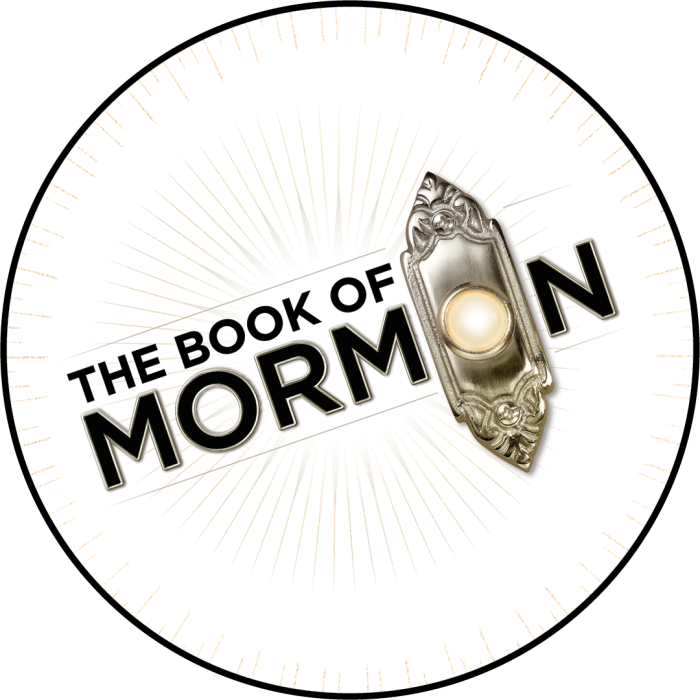 The Book of Mormon show logo showing doorbell graphic
