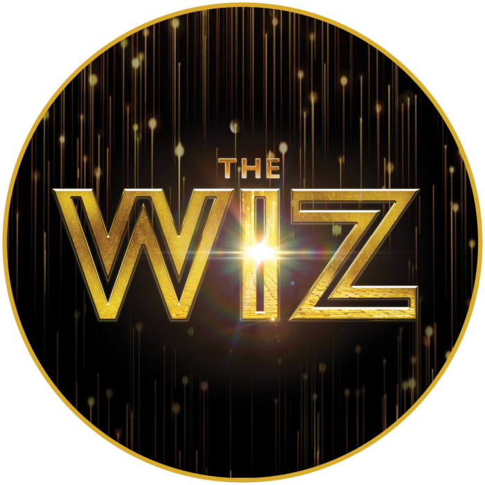 The Wiz show logo in gold font against a black background