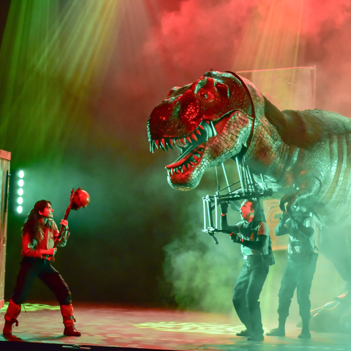 T-rex dinosaur on stage