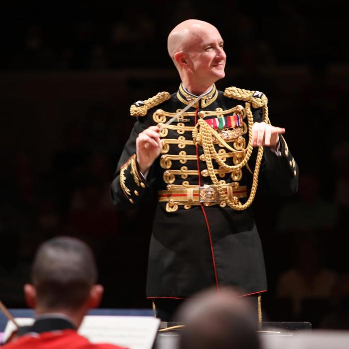 The conductor conducting the band.